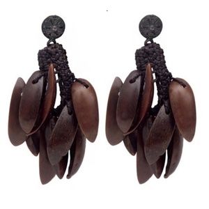 New Maria Oiticica Bronze Metal Cut Seed Earrings